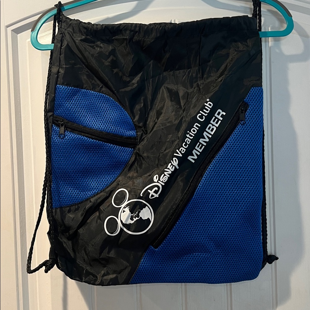 Disney DVC Member Black and Blue Drawstring Backpack